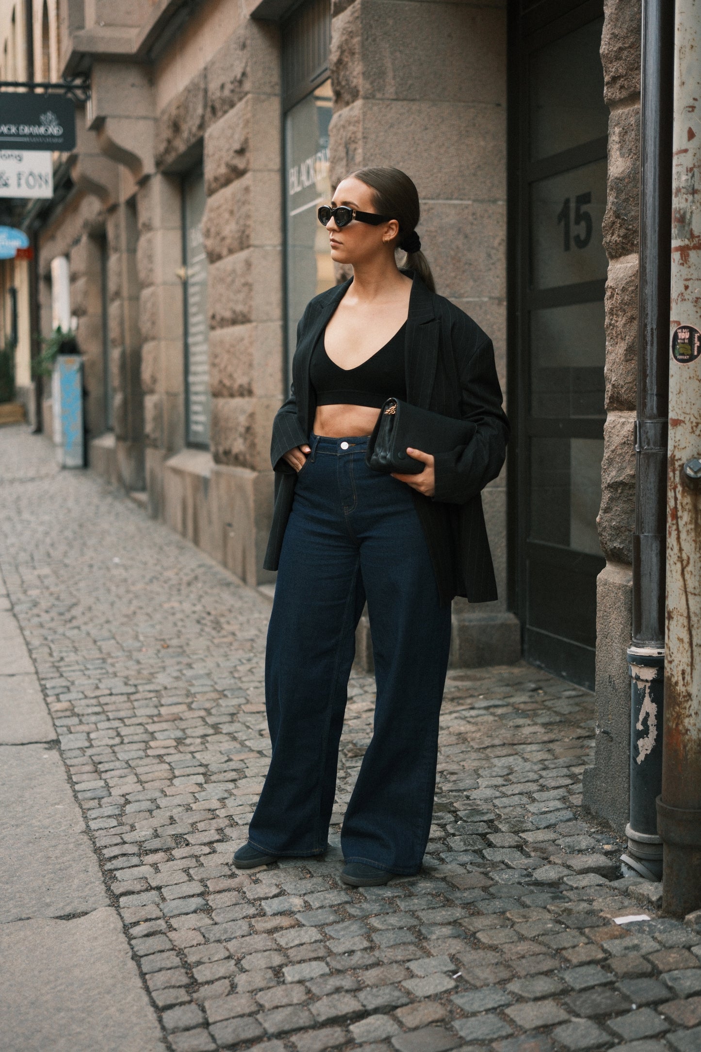 Blazer and sustainable deep V bralette in tencel lyocell