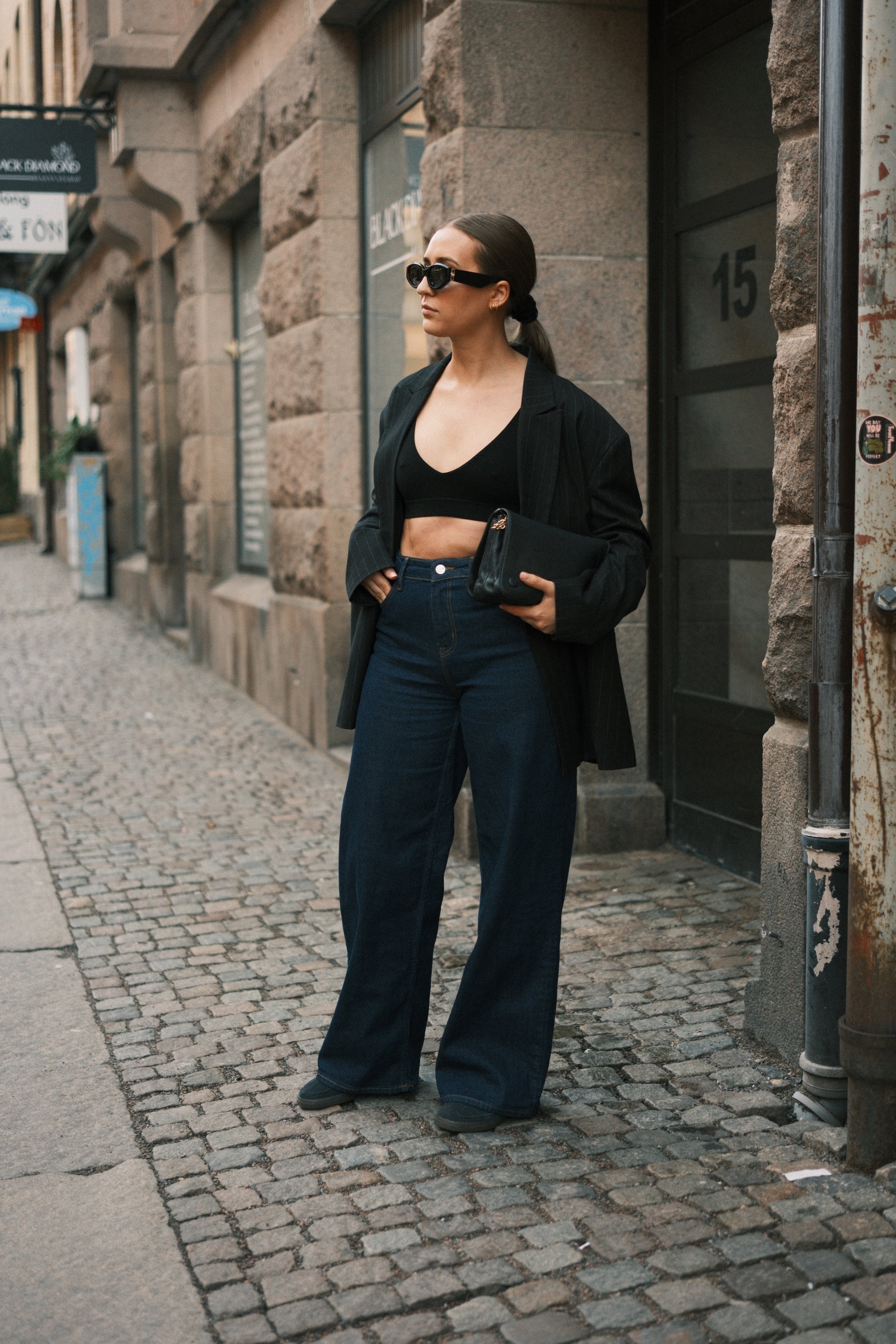 Blazer and sustainable deep V bralette in tencel lyocell