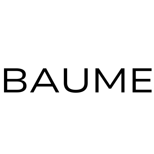 Baume Essentials BAUME logotype black text on white background