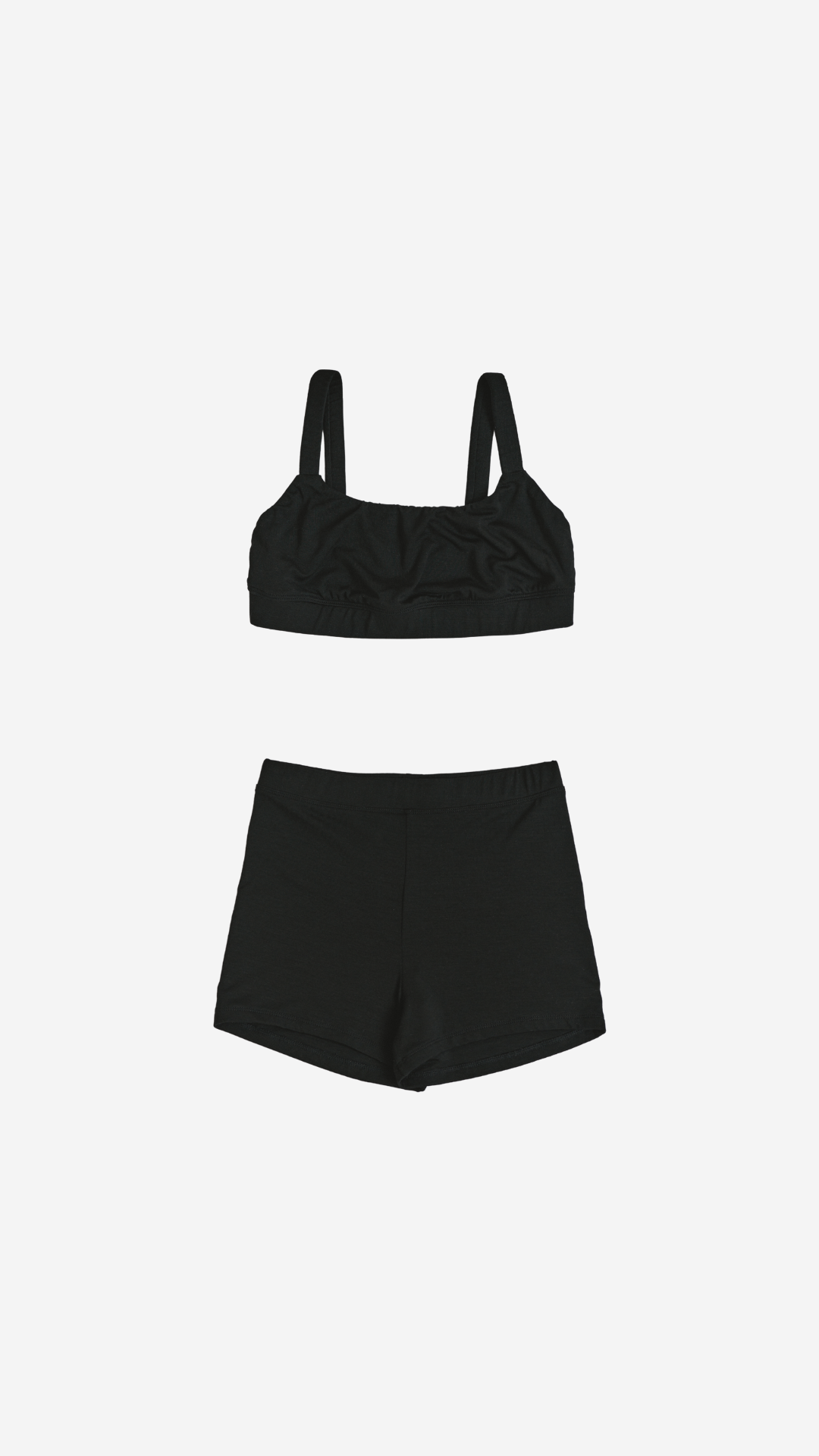 The essential shorts and bralette set bundle including eco friendly and versatile mini shorts and top