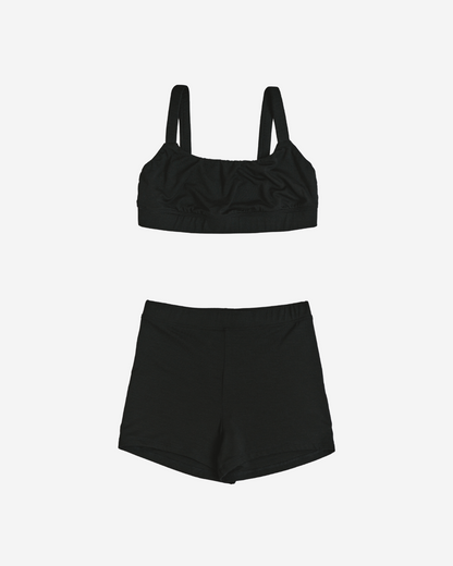 The essential shorts and bralette set bundle including eco friendly and versatile mini shorts and top