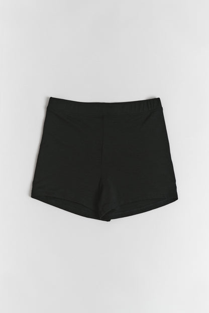 High-waisted mini shorts, front view