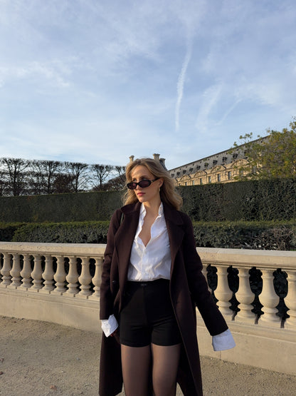 Model wearing non toxic women boxer shorts together with a classy timeless look