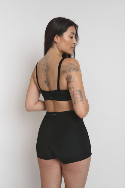 Sustainable loungewear shorts made from Tencel™ Lyocell, back view