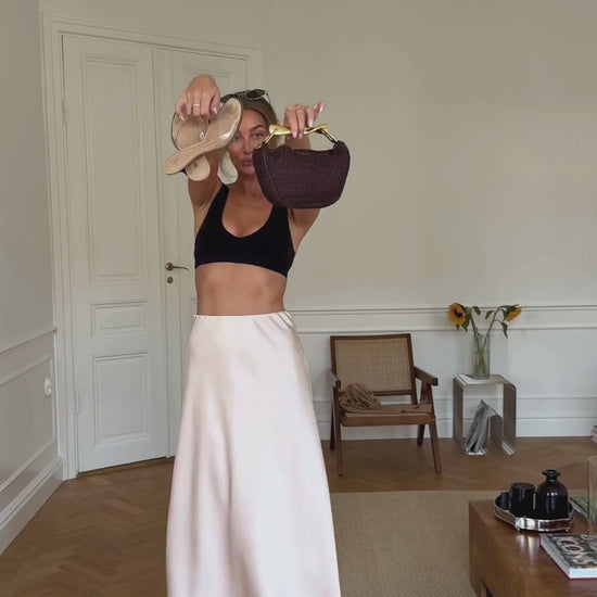 Baume Essentials Deep V Bralette styled as an everyday top